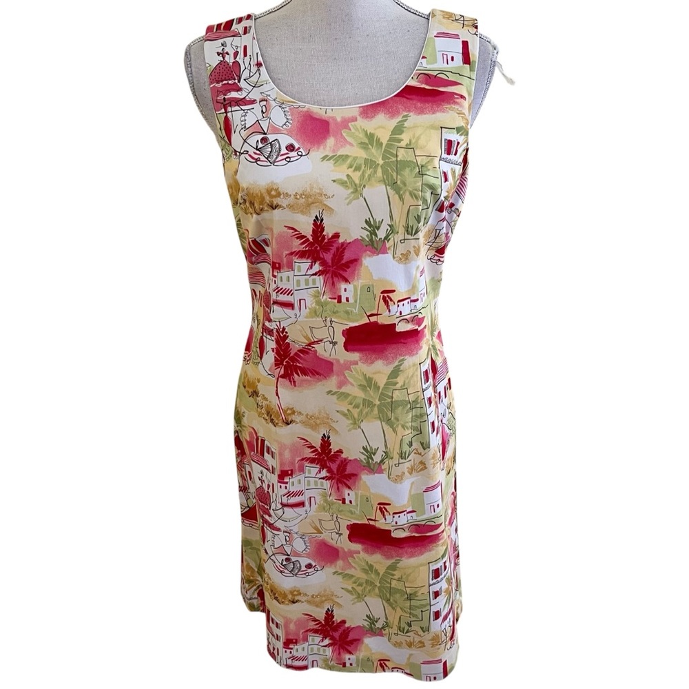 Saks 5th Avenue "Real Clothes" Vintage Sleeveless Tropical Print Sheath Dress 6